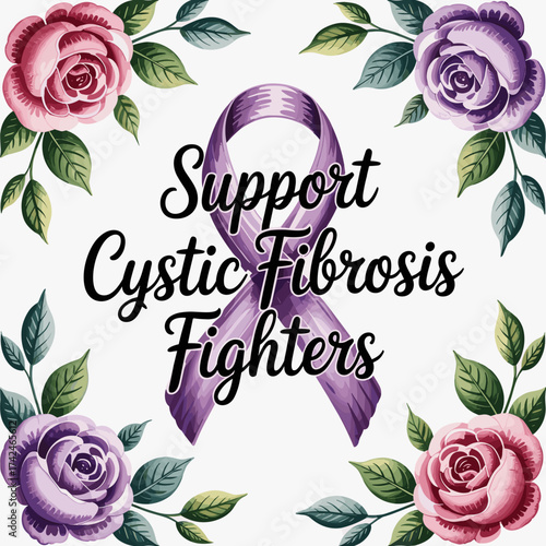Support Cystic Fibrosis Fighters Floral Awareness Ribbon