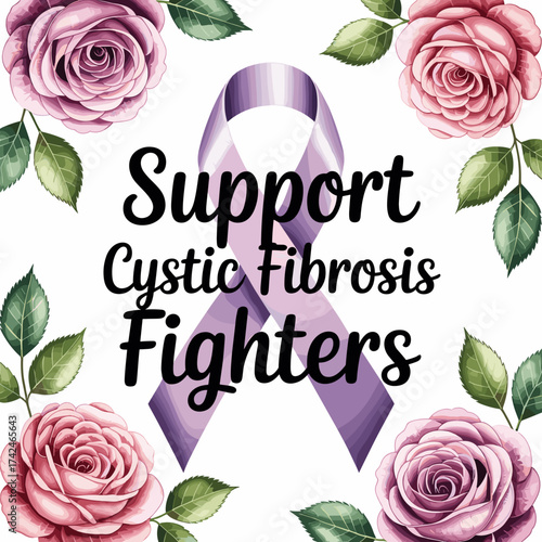 Support Cystic Fibrosis Fighters Floral Awareness Ribbon