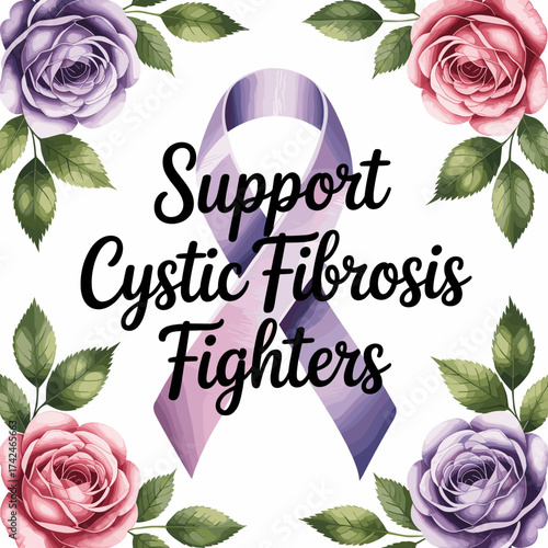 Support Cystic Fibrosis Fighters Floral Awareness Ribbon