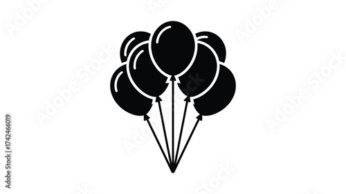 A festive cluster of balloons silhouette vector graphic for celebrations and events silhouette vector illustration white background