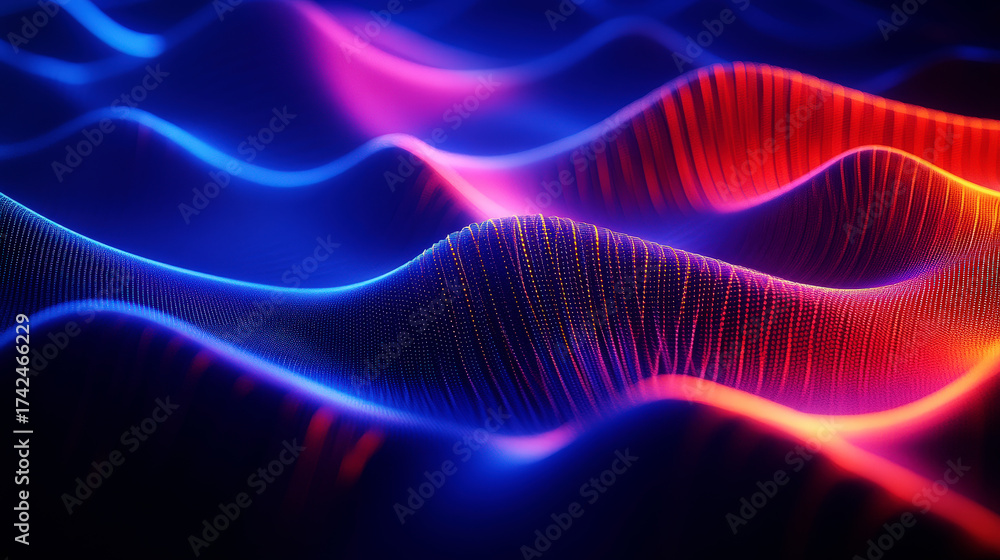 Fototapeta premium Colorful Abstract Wavy Lines with Vibrant Neon Effects
