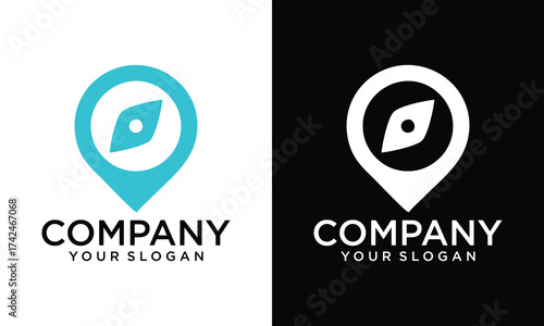 Creative map with arrow compas logo