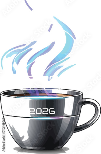 Start your day with futuristic 2026 coffee cup optimism and energy