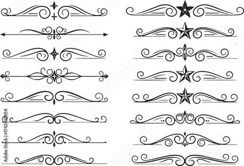 Vector art of collection of decorative dividers old western line.
