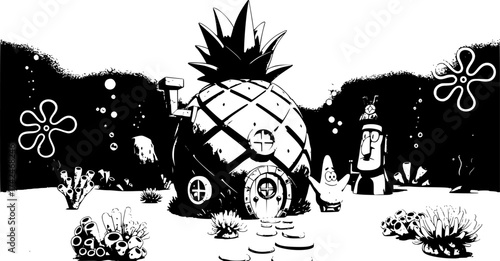 Futuristic modular dome house sketch with hex panels. Hand-drawn smart living vector isolated on white.
