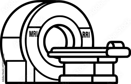 Outline icon of MRI machine clean vector line art for medical use
