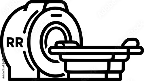 Outline icon of MRI machine clean vector line art for medical use
