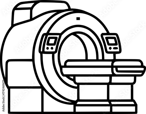 Outline icon of MRI machine clean vector line art for medical use
