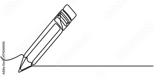 Pencil continuous one line drawing isolate outline vector illustration. 