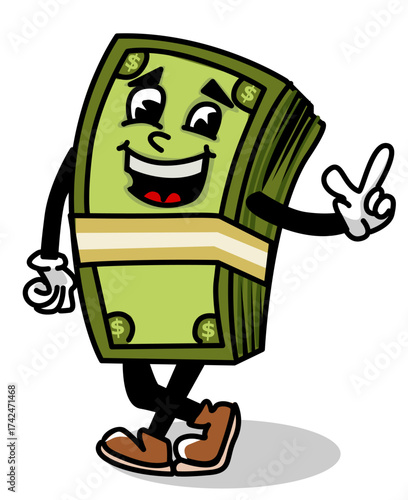 Illustration of a happy wad of bills