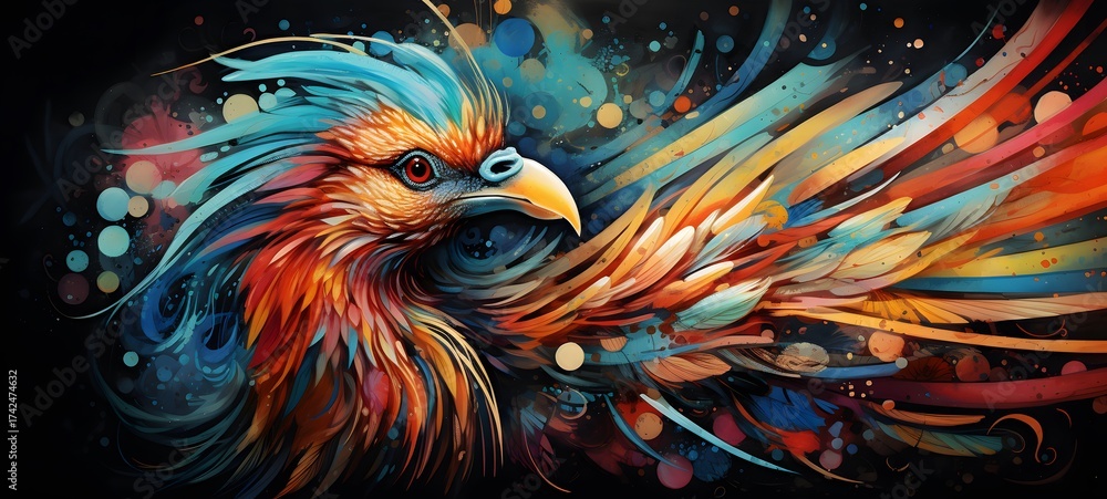 Obraz premium Pointillist grunge design of griffin with abstract dotted pattern, ,generative AI