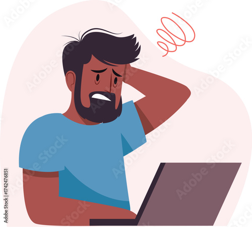 Hand drawn illustration of overwhelmed people in flat design style