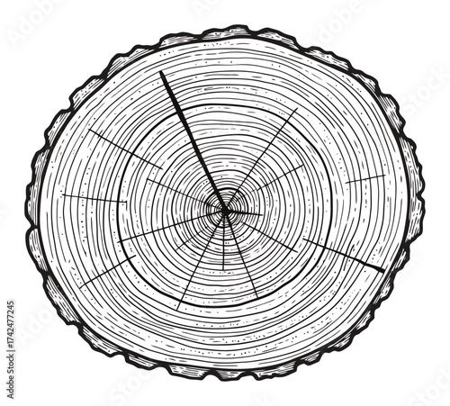 Hand-Drawn Tree Rings & Wood Grain Vector Pattern