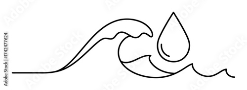 Minimalist Wave & Water Drop Line Art Vector