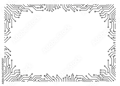 Motherboard Circuit Grid Border Vector - Tech Design
