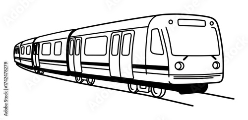 Subway Train Doodle - Minimalist Vector on White