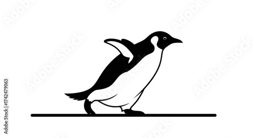 Simple black and white vector illustration of a penguin.