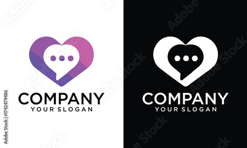 Creative Love chat logo design vector