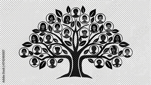 Explore your ancestry with family tree diagram showcasing generations of diverse portraits lineage
