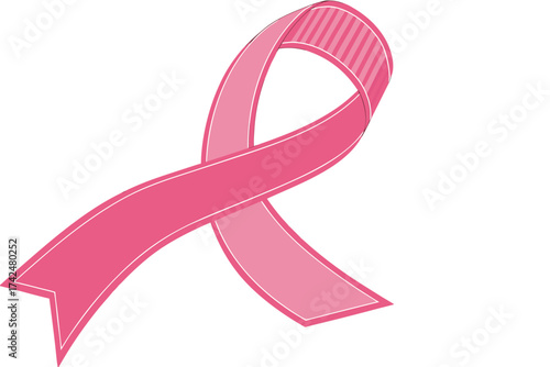 Pink awareness ribbon representing Breast cancer symbol, isolated on white background