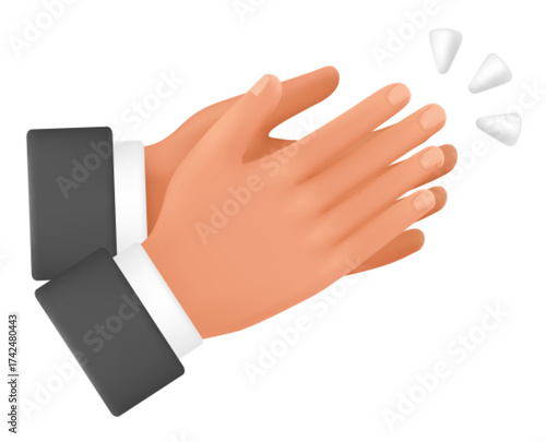 Clapping hands and applauding gesture. Ovation reaction and approval signal 3d cartoon illustration