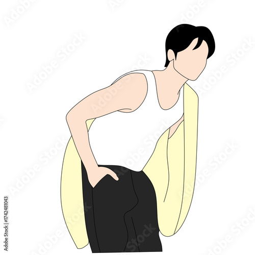 Minimalist Vector Illustration of a Person with Jacket and Tank Top