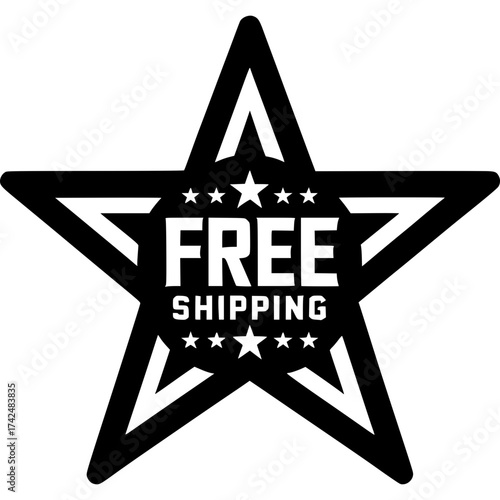 Free Shipping Star: A striking star-shaped emblem proclaims Free Shipping, offering a promise of added value and convenience for online shoppers. This image is a visual call-to-action.