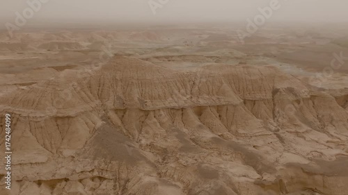 Yardang Landforms in Xinjiang Desert - Wind-Carved Geological Formations in Western China