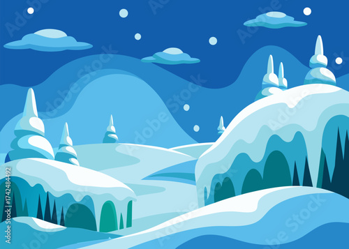 Winter landscape with ice floes and snowdrifts vector