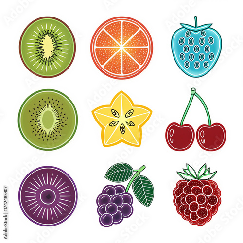 set of fruit icons