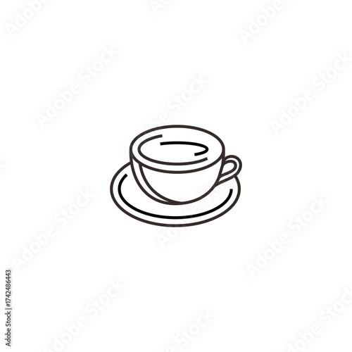 black and white line coffee cup icon