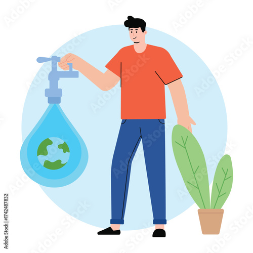 Vector illustration of a zero waste lifestyle, where individuals protect the planet featuring a man and as environmental activists, 