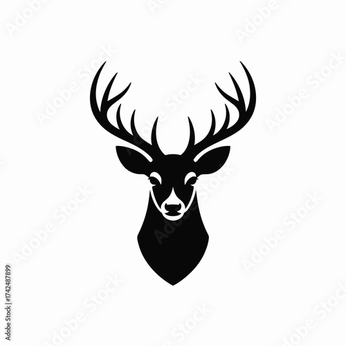 Bold vector silhouette of a majestic deer head illustration scalable for various design projects silhouette vector illustration white background