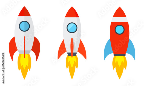 Rocket icons set. Spaceship launch icon. Vector