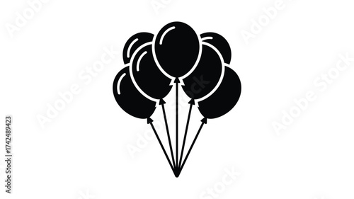 A festive cluster of balloons silhouette vector graphic for celebrations and events silhouette vector illustration white background
