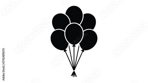 Scalable vector illustration of a bunch of black balloons perfect for celebrations and party designs silhouette vector illustration white background