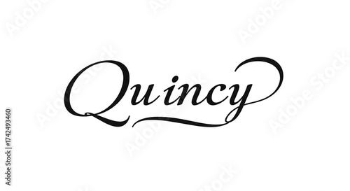 Elegant Quincy script font logo design.