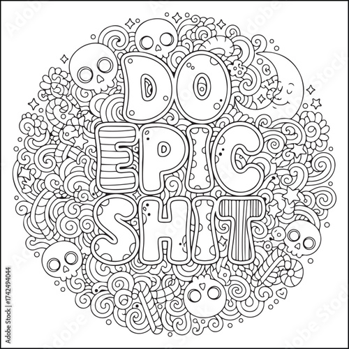 Halloween swear word coloring pages with groovy letters , Halloween black and white Halloween element coloring pages for adults.