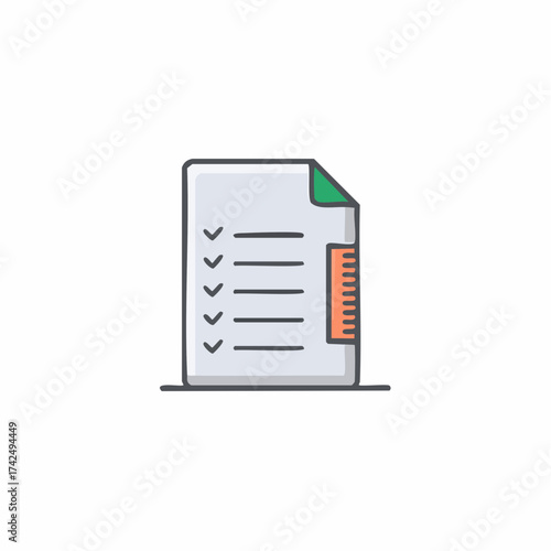 Checked List Task Document with Index Tabs and Green Page Corner