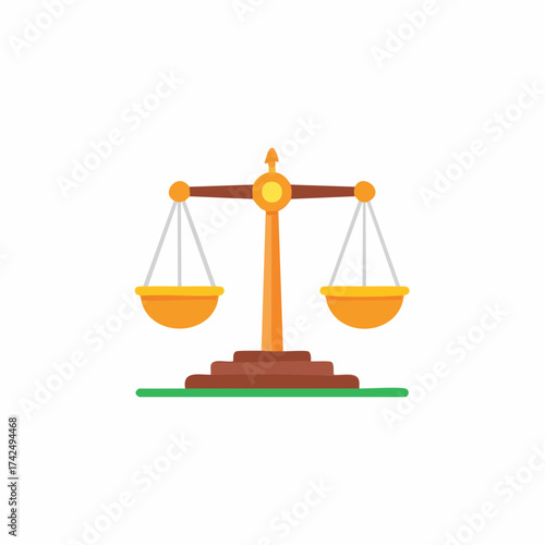 Scales of Justice Flat Vector Illustration Legal Concept Law Court Judgement Symbol Equality Balance Weights Symbol Graphic