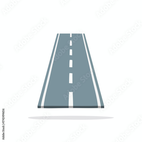 Simple illustration of a straight asphalt road with markings receding into the distance, symbolizing a journey or path.