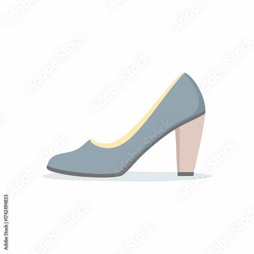Elegant Light Blue High Heel Shoe Isolated on White Simple Fashion Icon