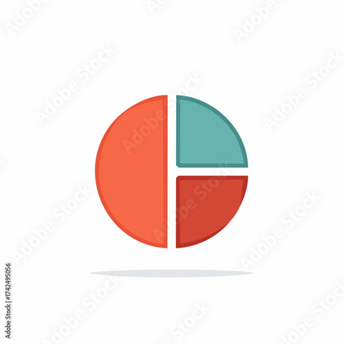 Free Download Simple Circle Graph Divided into Four Segments with Red and Teal Colors - GFXLoad