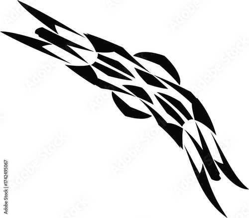a tribal-style graphic design, similar to those used for decals or tattoos. 
