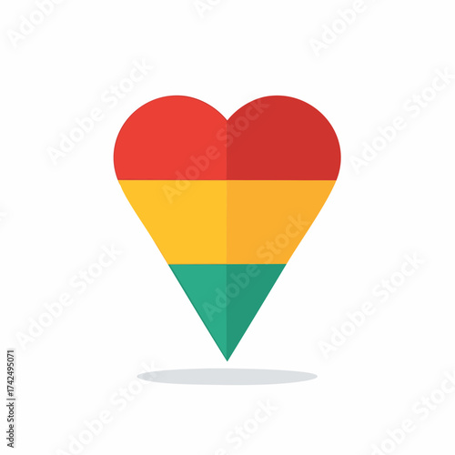 Bolivian Tricolor Flag Heart Location Icon Symbol on White