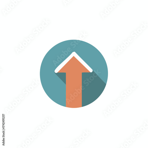 Free Download Simple orange arrow pointing up inside a teal circle with shadow - GFXLoad