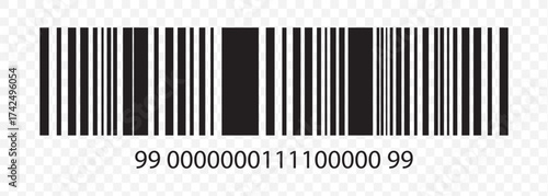 Set of barcode vector icon. Trendy bar code for web icon. Abstract barcode vector icon illustration. Bar code on Transparent Background. EPS 10.