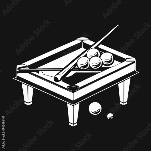 Classic billiard table and balls vector illustration scalable eps icon vector, illustration, scalable, eps, icon, billiard, pool, table, game, sport, leisure, cue, stick, balls, snooker