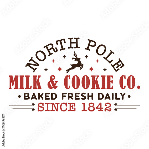 North Pole Milk and Cookie Co. Retro Logo