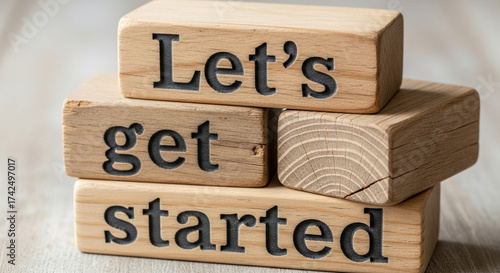 Wallpaper Mural Inspiring wooden blocks spell out 'Let's get started' for your next big idea, new chapter, or motivational project Torontodigital.ca